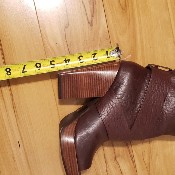 LUCKY BRAND LEATHER UNDER KNEE OPEN TOE BOOTS - Picture 8 of 12